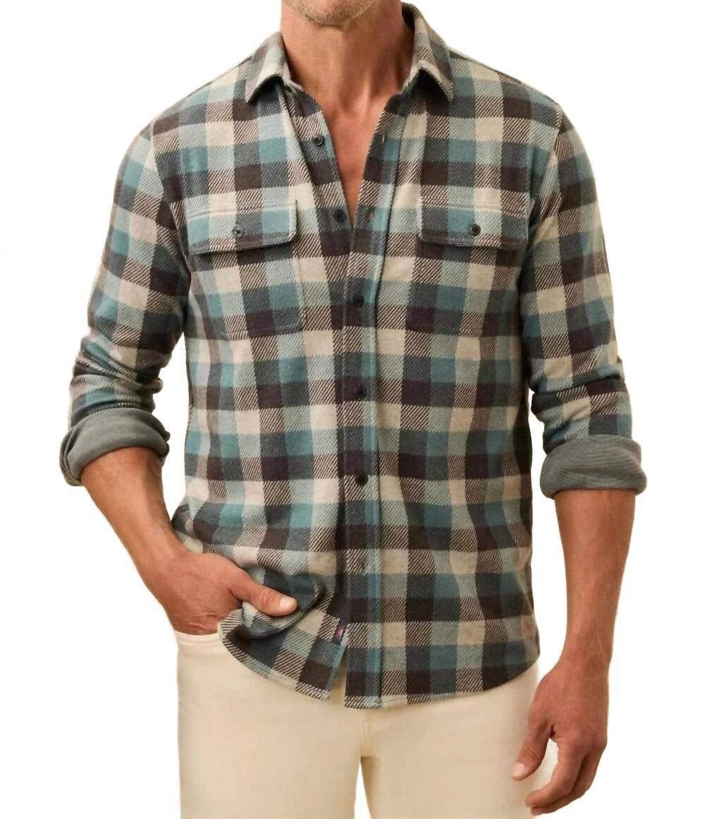 NEW FAHERTY legend sweater shirt in atlantic stone buffalo